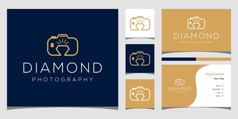 Diamond photo logo, diamond with camera design vector simple elegant modern style