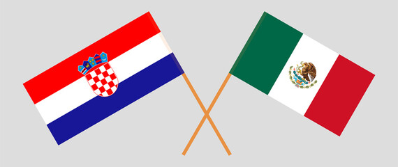 Crossed flags of Croatia and Mexico. Official colors. Correct proportion