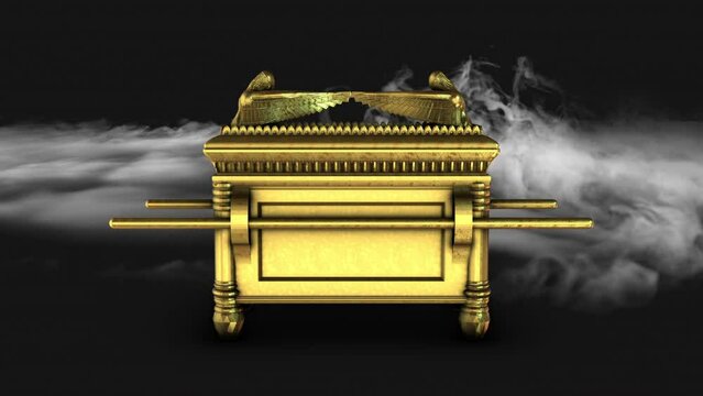 Ark of the covenant - 3d animation model on a black background