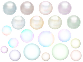 丸いアイコンセット（真珠、シャボン玉、泡）