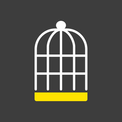 Empty bird cage vector icon