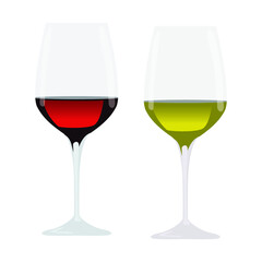 Red and white wine glasses vector illustration isolated on white background