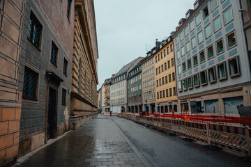 Naklejka na ściany i meble Town street. Beautiful landmark in the city of Munich, in Germany.