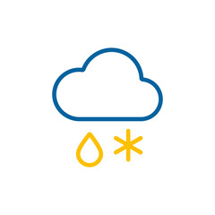 Cloud with snow and rain vector icon. Weather sign