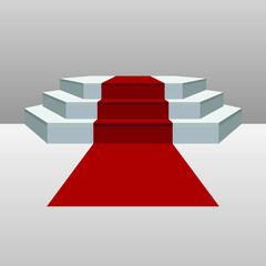 Stage podium with red carpet for award ceremony vector illustration