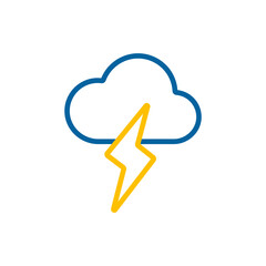 Cloud with lightning vector icon. Weather sign