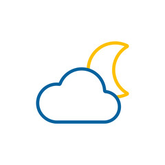 Moon and clouds vector icon. Weather sign