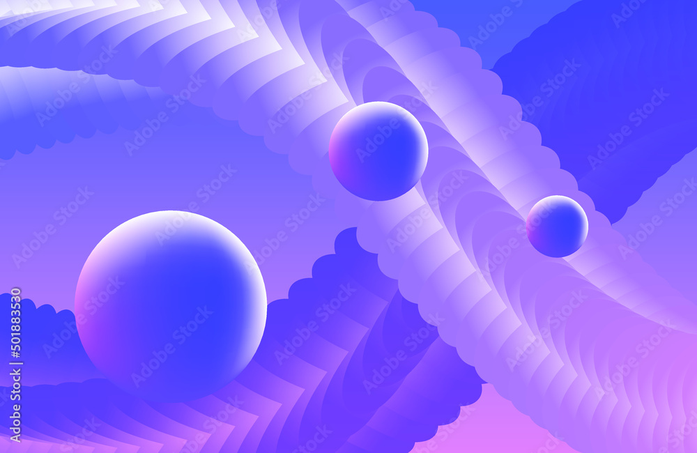 Wall mural Abstract purple background with spheres