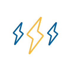 Rainstorm lightning vector flat icon. Weather sign