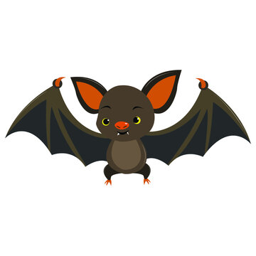 Cute Cartoon Halloween bat flying vector illustration