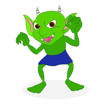 Vector illustration of a green goblin