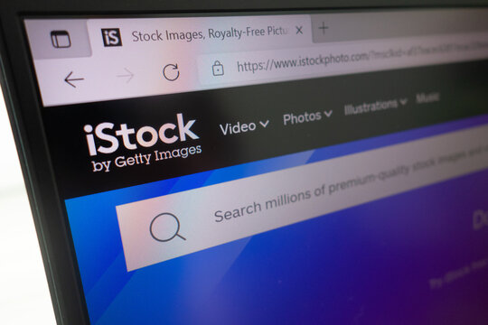KONSKIE, POLAND - April 27, 2022: www.istockphoto.com iStock by Getty Images website displayed on laptop