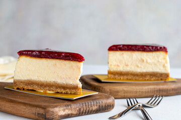 Cheese cake. Delicious cheesecake on a white background. close up