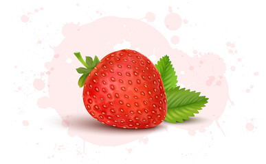 Fresh delicious Strawberry fruit vector illustration with green leaves