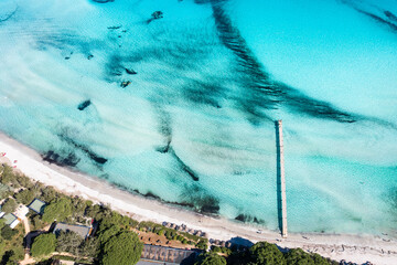 Aerial view with Santa Giulia beach, Corsica, France