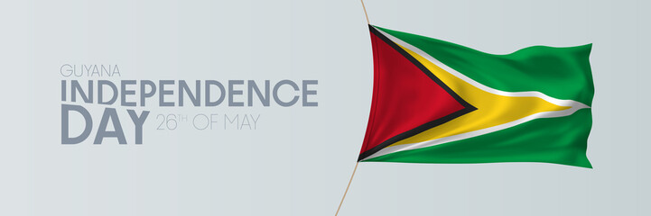 Fototapeta premium Guyana independence day vector banner, greeting card.