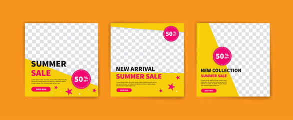 Summer sale social media post template. Vector for banners, posters and social media ads.
