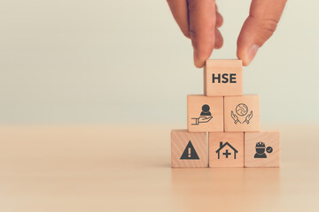 HSE-Health Safety Environment concept. Environmental management, health protection and occupational...