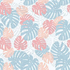 Seamless tropical leaf pattern. Monstera leaf pattern. For fabric, paper, and other designer. - Vector illustration