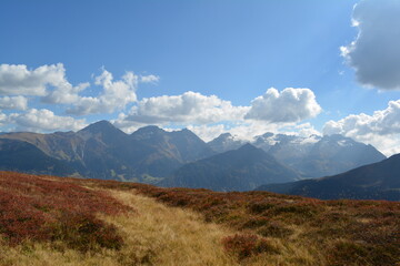 Beautiful swiss alps in autumn with view to medelser glacier