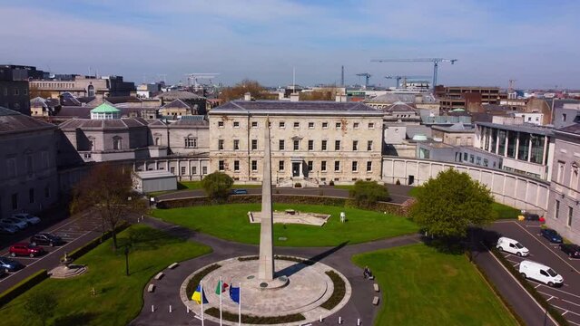 Leinster House in Dublin - the Irish Government Building from above - aerial view