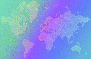 Holographic world map - polka dot textured backdrop