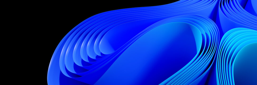 abstract background with blue and turquoise curves isolated on black