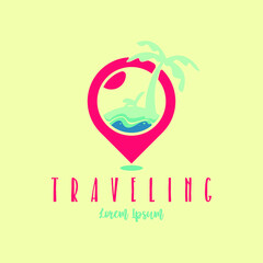 Traveling Logo Design Concept Vector. Vacation Logo Design Template