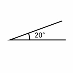 20 degree angle icon in mathematics - obrazy, fototapety, plakaty