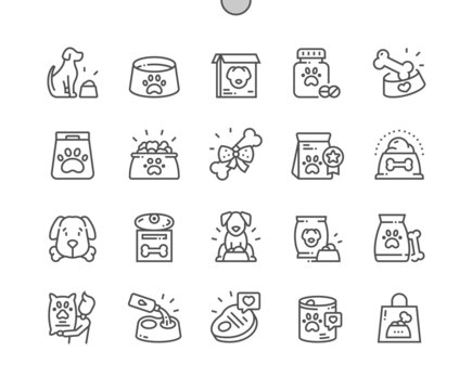 Dog food. Favorite canned food. Pets shop. Pixel Perfect Vector Thin Line Icons. Simple Minimal Pictogram
