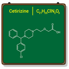 chemical structure of Cetirizine (C21H25ClN2O3)