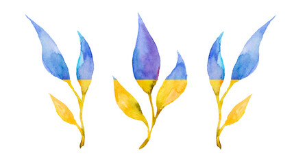 Colorful blue and yellow leaves background. Leaf texture. Flag of Ukraine