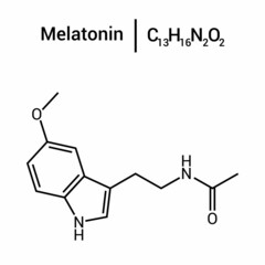 chemical structure of Melatonin (C13H16N2O2)