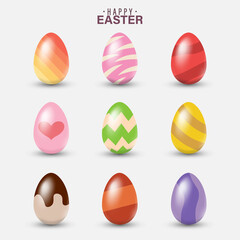 Realistic easter eggs. Cartoon style. vector design isolated on white background