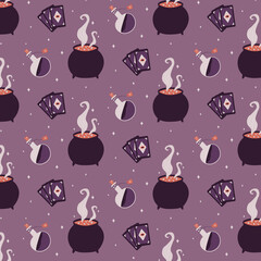 Magical pattern with a cauldron and a potion to pack