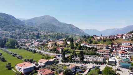 Fototapeta na wymiar Village in the mountains, lake Como, Italy