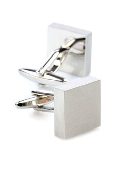 Silver Cuff Links On White Background