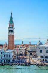 View from the Grand Canal of St Mark's Basilica, Campanile San Marco, Piazza San Marco Square and...