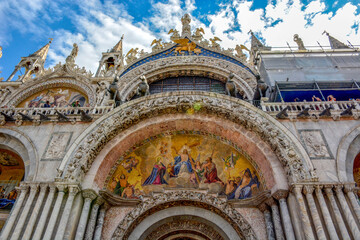 Facade of the Basilica, Piazza San Marco, Venice, Veneto, Italy