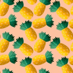 Summer seamless pineapple pattern for fabrics and textiles and packaging and gifts and cards and linens and kids