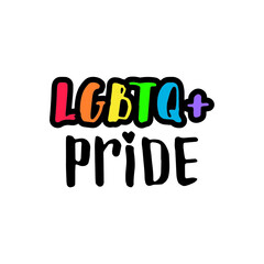LGBTQ pride doodle text. Rainbow lettering. Vector illustration