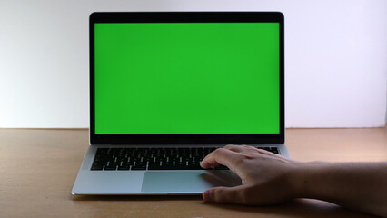 Chroma key green screen laptop, using space bar