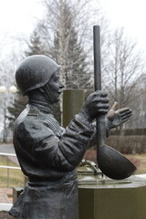 Sculptural composition `Field kitchen` near the cafe `Dugout`. The State Military Historical Museum-Reserve `Prokhorov Field`