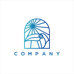 Line toucan logo illustration design © Echo