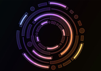 rainbow abstract circle background, digital overlap layer line, simple technology design template, vector illustration