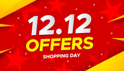 12.12 Shopping day sale poster or flyer design. 12.12 Crazy sales online. EPS 10
