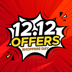 12.12 Shopping day sale poster or flyer design. 12.12 Crazy sales online. EPS 10