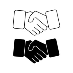 handshake and agreement icon isolated black on white background