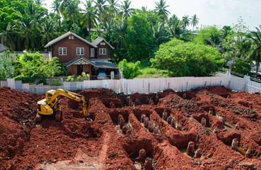 Fototapeta premium excavator working on a construction site.