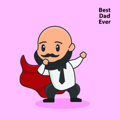 Fototapeta premium Flat happy father's day illustration hero celebration love background character happy parent event